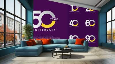 anniversary logotype vector set with silver and yellow color for special celebration day Wall mural