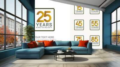 anniversary set logo style with brown and green color in square for company celebration moment Wall mural