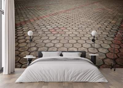 horizontal design on the floor with octagon shape bricks, texture for pattern and background. Wall mural