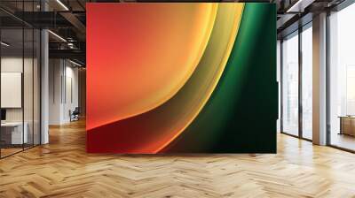 Abstract design featuring flowing waves of red, orange, yellow, and green colors in a harmonious blend, creating a vibrant visual effect Wall mural