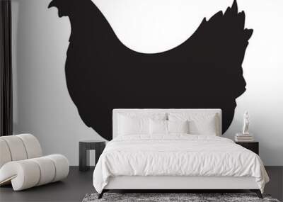 Chicken from side view vector icon silhouette. Farm bird animal with black simple flat style isolated on plain white background. Nature rooster ayam jago. Wall mural