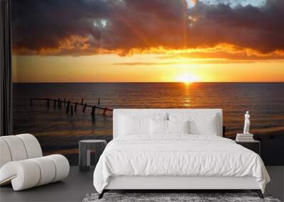 Stunning sunset on Tamarindo Beach in Costa Rica Wall mural