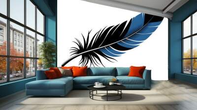 Single feather on transparent background Wall mural