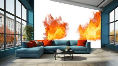 Collection set realistic fire flame effect isolated on transparent background. Wall mural