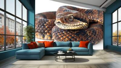 Cottonmouth isolated on white background Wall mural