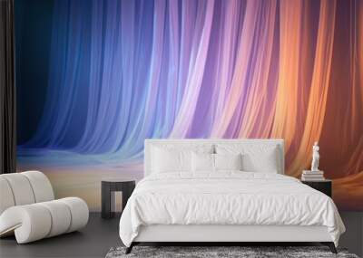 Elegant curtain drapery with colorful lighting, creating a dramatic backdrop for performances and events. Wall mural