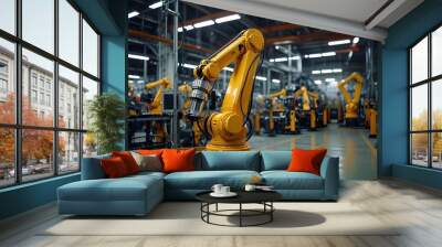 smart industry robot arms for digital factory producti. generative.ai Wall mural