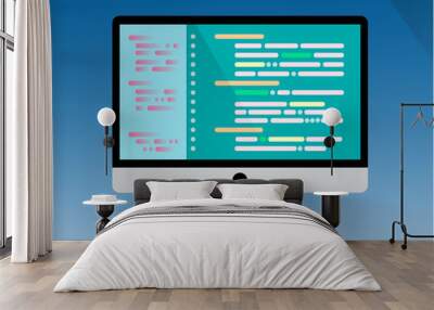 Computer flat design, technology programming and code. vector illustrations Wall mural