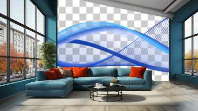 Blue wave swirl swoosh; undulate transparent curve lines; dynamic flowing sea water; soundwave movement. Teal blue smooth color flow. Banner design isolated, vector illustration Wall mural