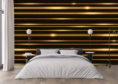 golden laser beams, abstract glowing light streaks with thunder bolt discharge. electric impulse ene Wall mural