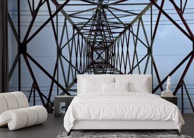 High voltage electric tower post - Bottom view revealing abstract geometric shapes  Wall mural