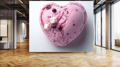 heart-shaped summer berry ice cream on white background, isolated food photography Wall mural