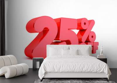 25% off 3d render red word isolated in white background Wall mural