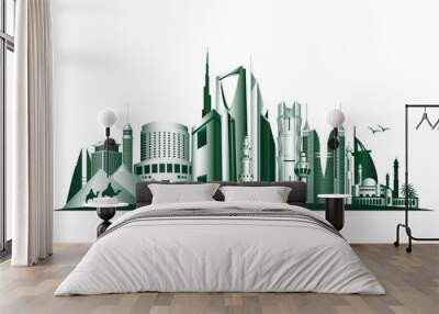 Cities and Famous Buildings in Middle East Wall mural