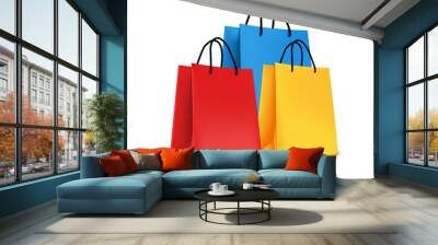 Set of Colorful Empty Shopping Bags Isolated Wall mural