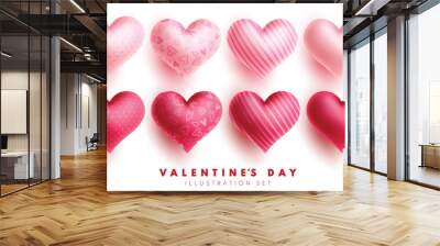 Valentine's hearts balloon vector set design. Happy valentine's day heart balloon collection with dots, stripe and pattern collection decoration elements. Vector illustration love heart collection. 
 Wall mural