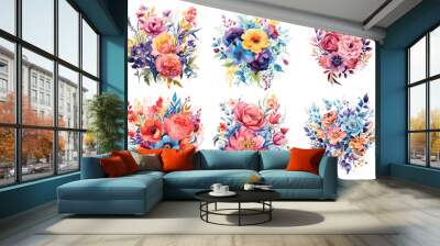 Botanical flower watercolor bouquet elegance blooming Wall mural