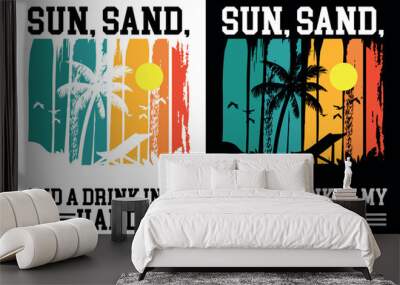 Summer t-shirt design bundle, summer beach vacation t-shirts, summer surfing t-shirt vector design Wall mural