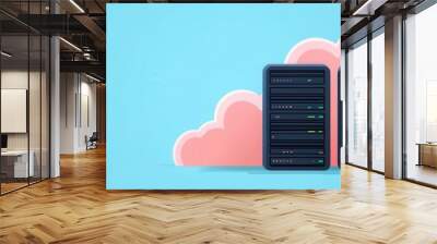 Cloud server setup, virtual hardware, flat design illustration Wall mural