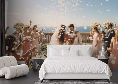 young beautiful couple in luxury wedding ceremony. bride concept. Wall mural