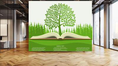 Ecology info graphics modern design, green tree and opened book Wall mural