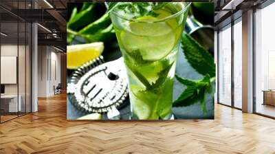 Summer mint lime refreshing cocktail Wall mural