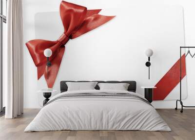 gift card with red ribbon bow Isolated on white background Wall mural