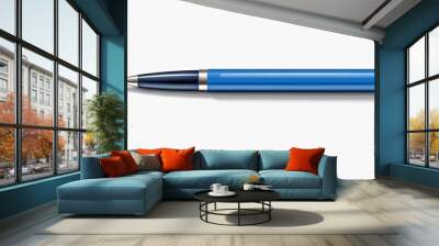 A realistic 3D rendering of a silver business office pen with lying on a white surface background, suitable for professional and corporate design projects. Wall mural