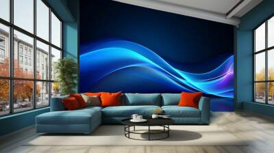 Abstract blue wavy line graphic design for web and PPT backgrounds Wall mural