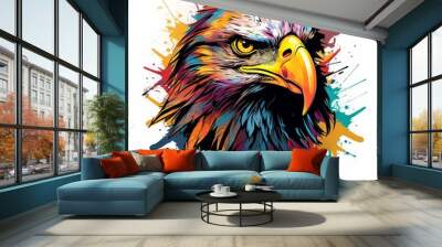 Abstract graffiti eagle t-shirt design in vector art style Wall mural