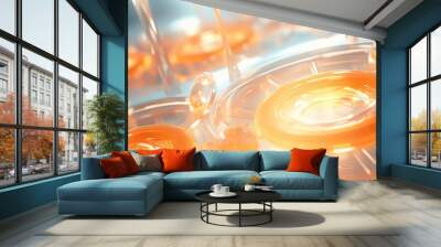 Abstract medical technology background with orange color scheme and 3d rendering of innovation medicine concept Wall mural