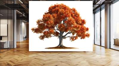 Beautiful autumn foliage of a sugar maple tree isolated on a transparent background Wall mural