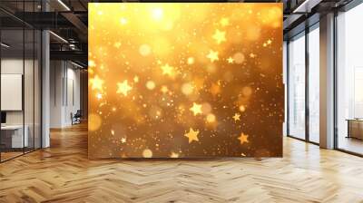 Golden lights with star bokeh background creating a festive and elegant atmosphere for celebrations and special occasions Wall mural