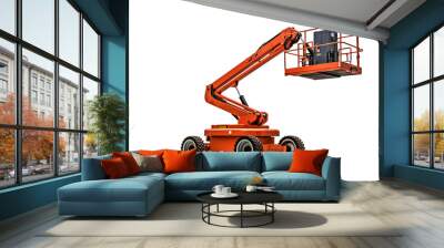 Modern manlift machine on transparent background for construction and industrial projects, featuring safety and efficiency in elevated work platforms Wall mural