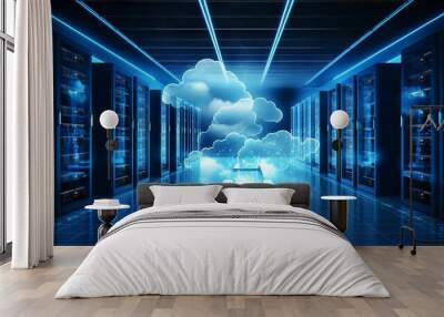 The benefits of cloud computing: technology and internet solutions for data management and storage Wall mural