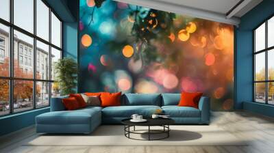 Vibrant colorful bokeh background with soft blurred lights for festive designs and dreamy visual effects Wall mural