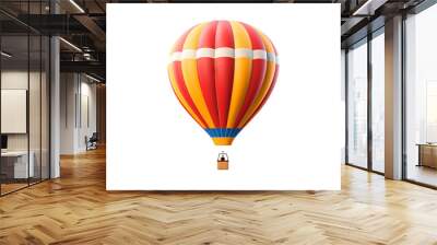 Vibrant hot-air balloon isolated on transparent background PNG for creative design projects and travel-themed visual content Wall mural