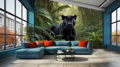 black tiger in the jungle Wall mural