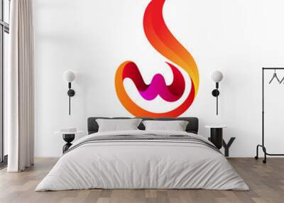 abstract fire letter W logo template Wall mural