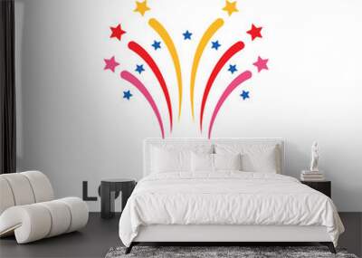 abstract firework logo design with flat colorful style Wall mural