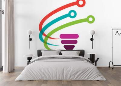 abstract tech logo template, Bulb icons Wall mural