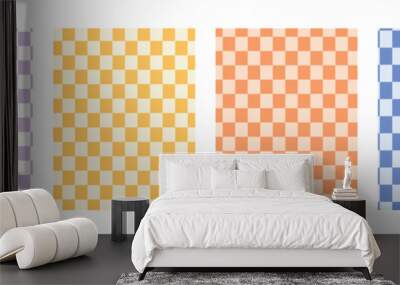 Distorted seamless checkered pattern. Trendy 70's style. vector background with a pattern like a checkerboard. Retro backgrounds. groovy. Wall mural