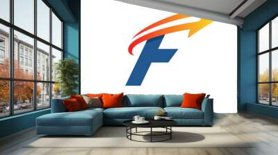 f letter logo concept with arrow shape Wall mural