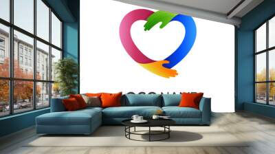 hand love logo, love and hand, combination logo with 3d colorful style Wall mural