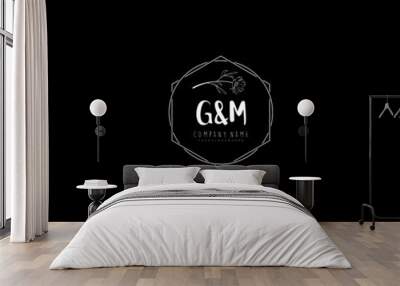 Letter GM handwrititing logo with a beautiful template Wall mural