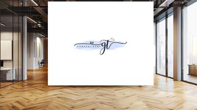 Letter GT handwrititing logo with a beautiful template Wall mural