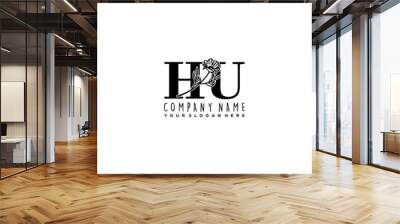 Letter HU handwrititing logo with a beautiful template Wall mural