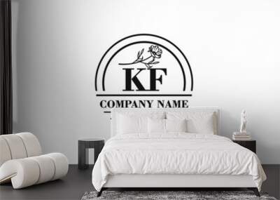 Letter KF handwrititing logo with a beautiful template Wall mural