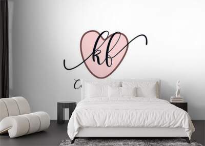 Letter KF handwrititing logo with a beautiful template Wall mural