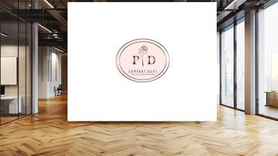 Letter PD handwrititing logo with a beautiful template Wall mural